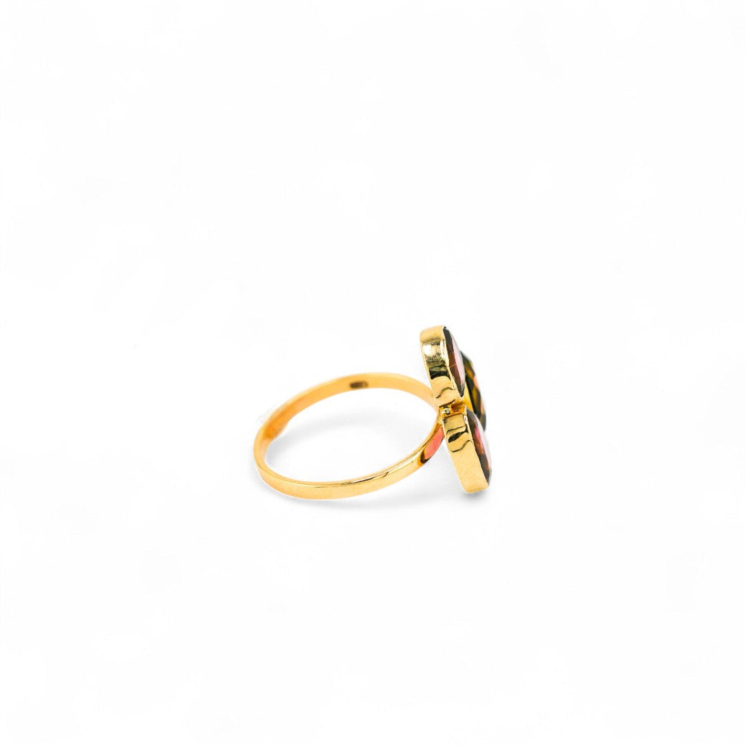Watermelon tourmaline  585 gold ring