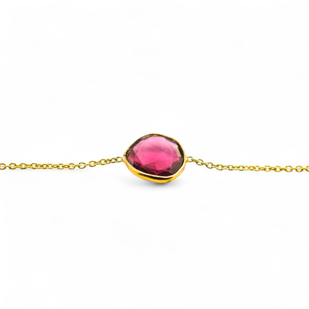 Watermelon tourmaline gold bracelet