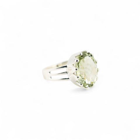 Green amethyst venus crown ring