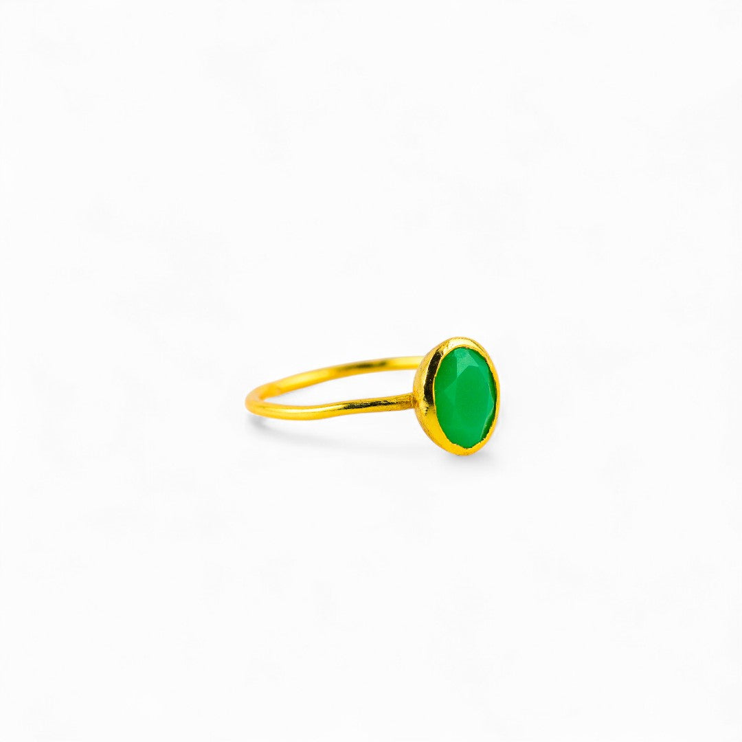Chrysoprase ring(Gold polished)