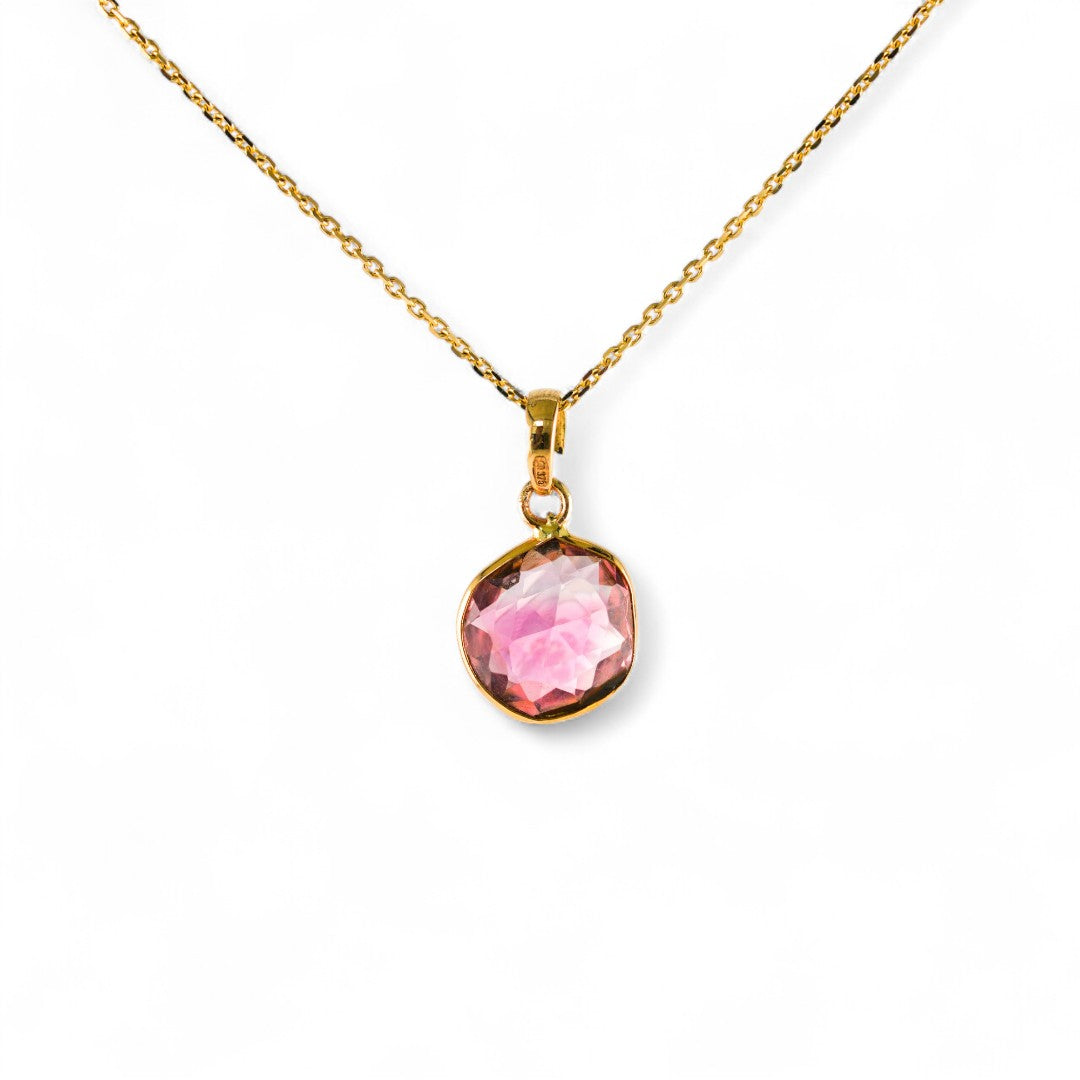 Pink tourmaline 585 gold pendant