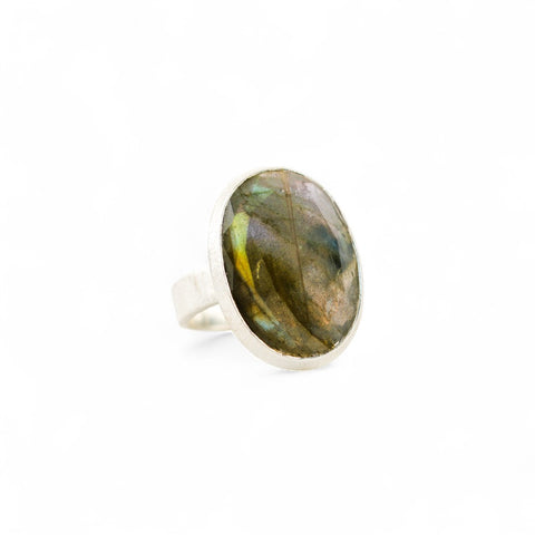 Green labradorite ring