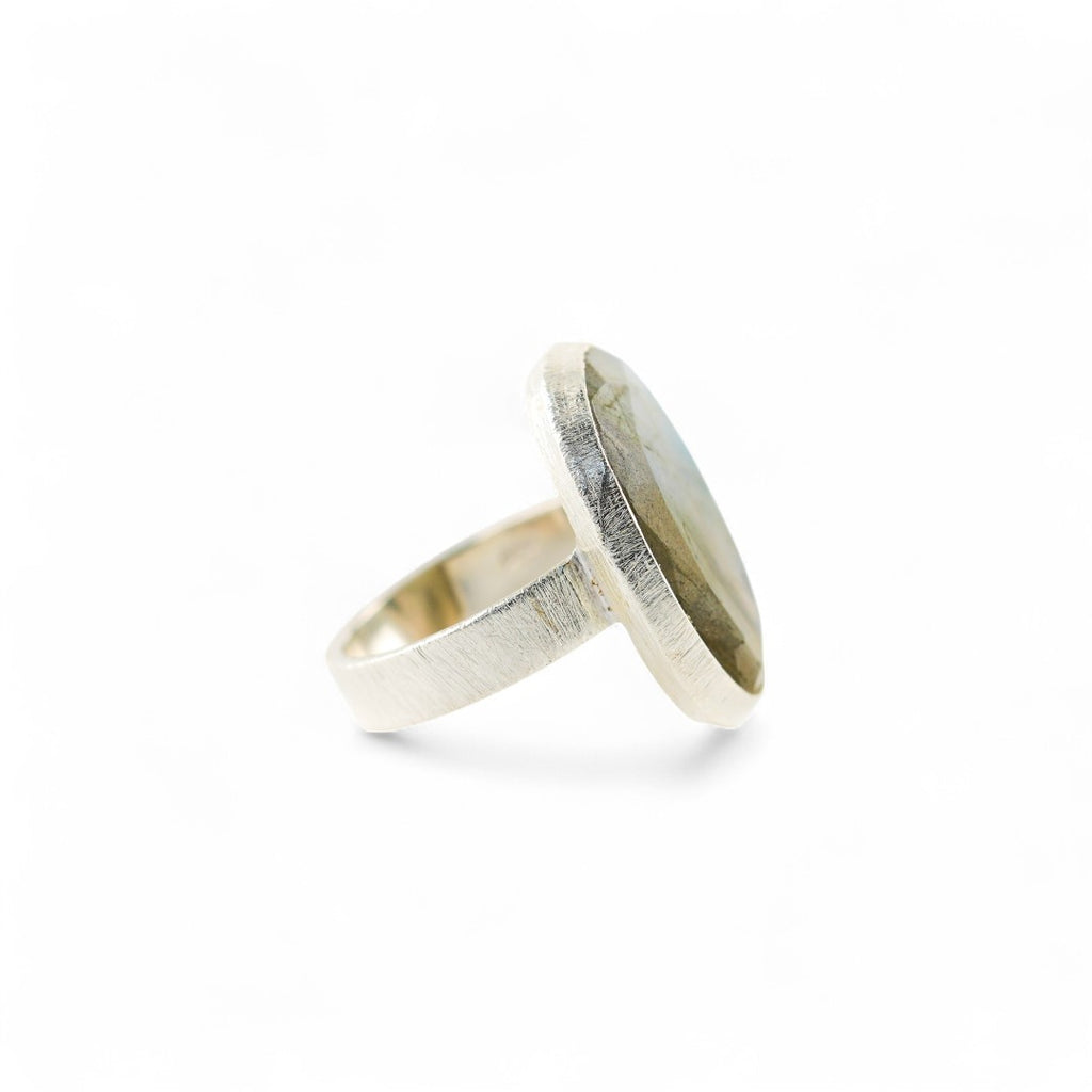 Green labradorite statement ring