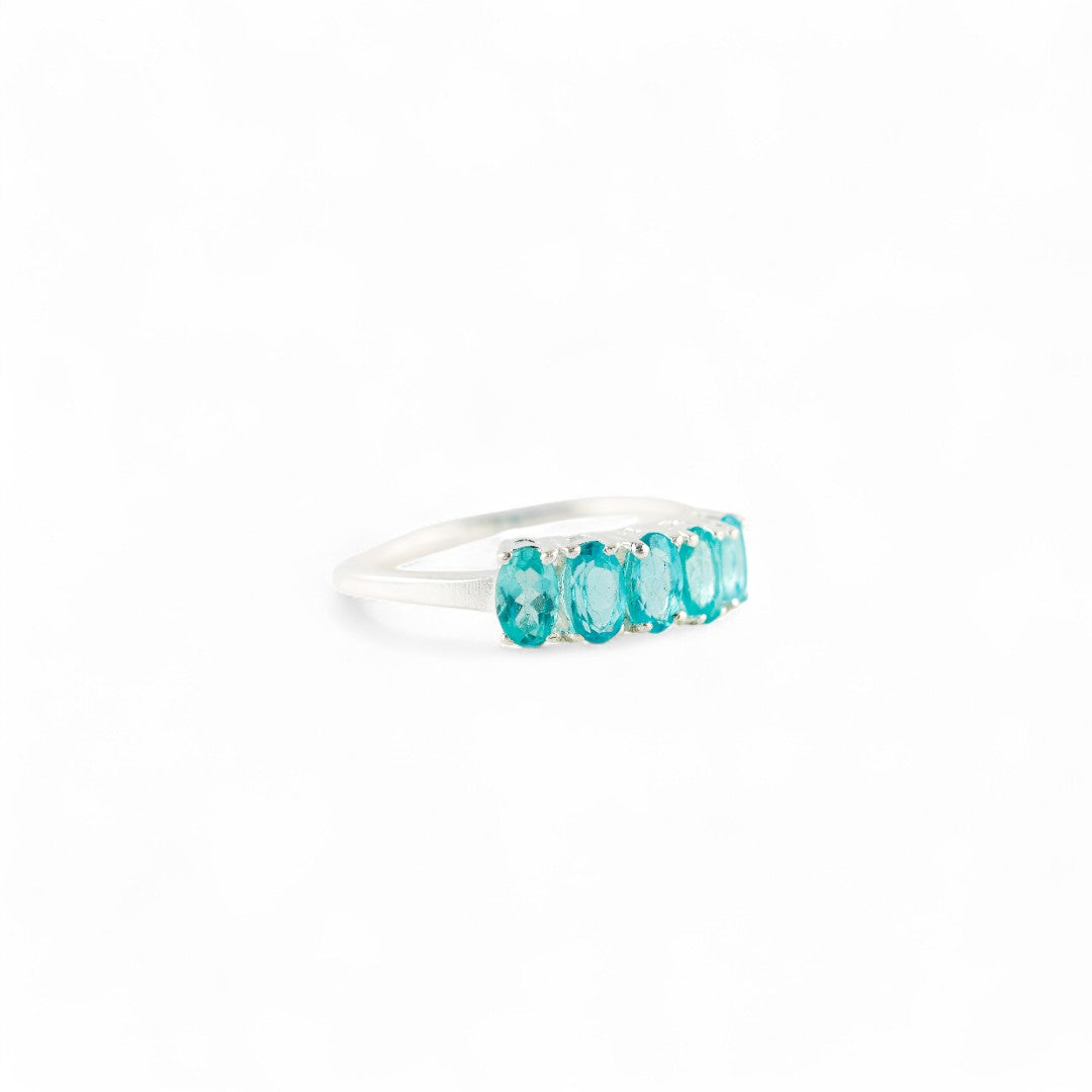 Blue apatite tiara ring