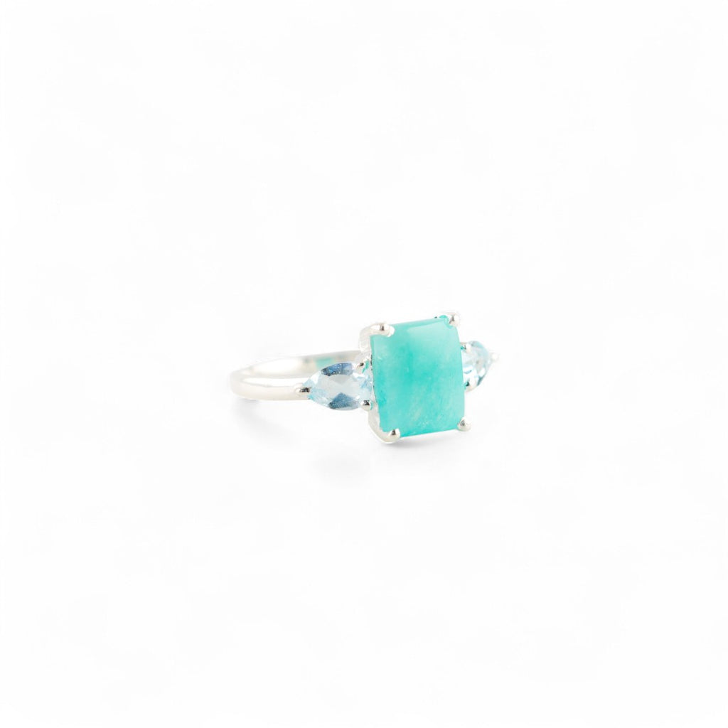 Gaia amazonite with blue topaz ring