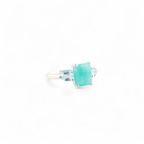 Gaia amazonite with blue topaz ring