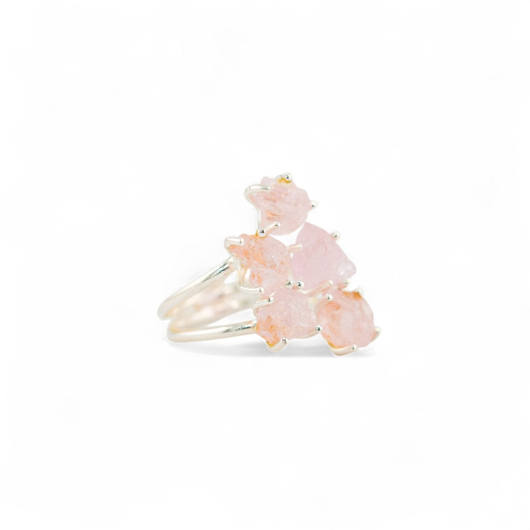 Pink morganite asteroid ring