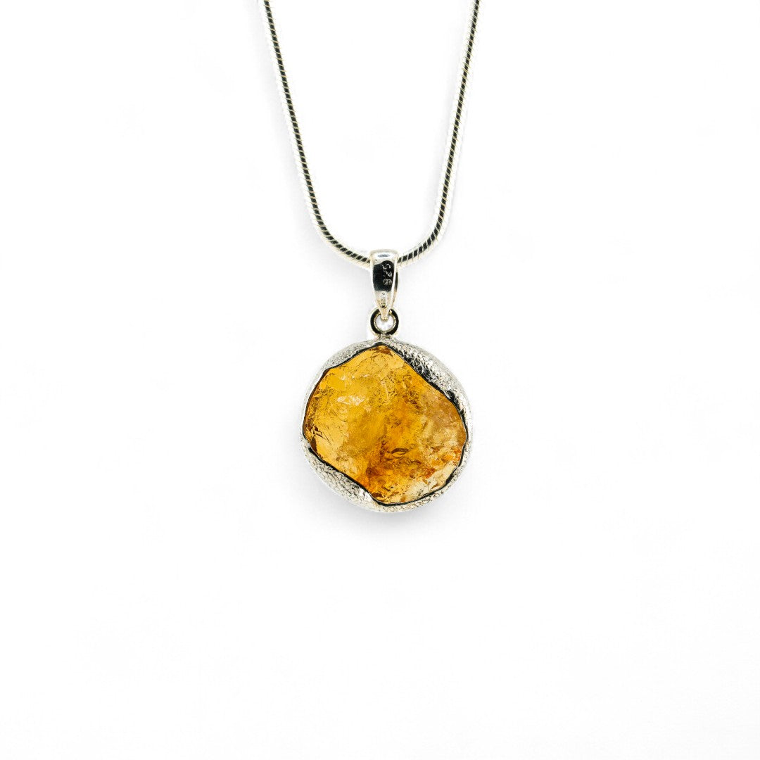 Rough citrine solar pendant