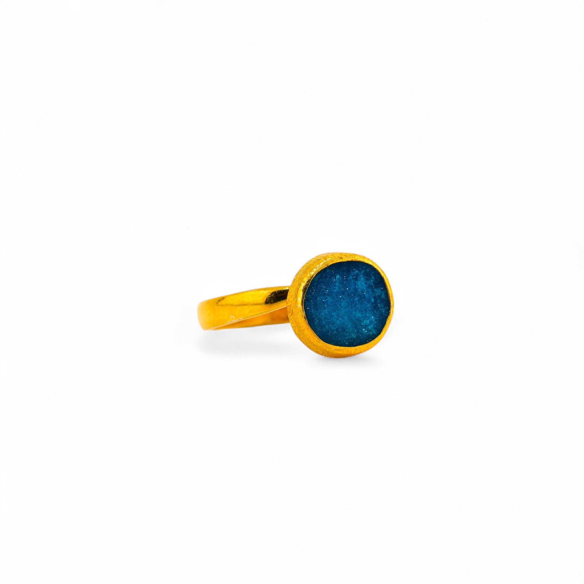 Ocean blue druzy quartz ring(Gold polished)