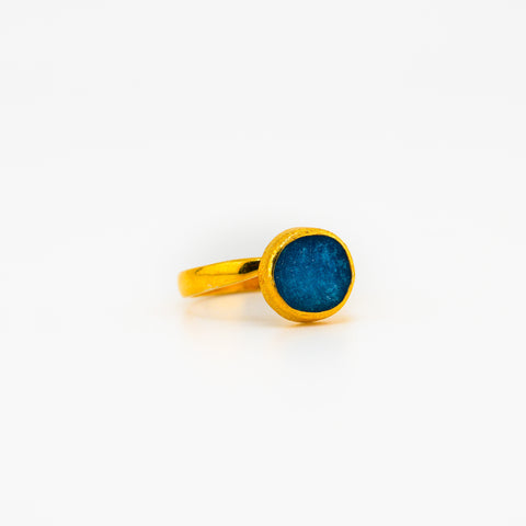 Deep blue druzy quartz ring