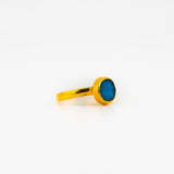 Deep blue druzy quartz ring