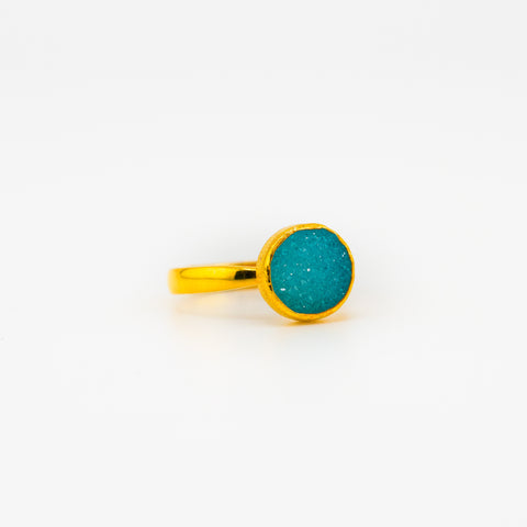 Sea blue druzy quartz ring