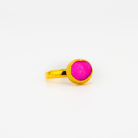 Pink druzy quartz ring