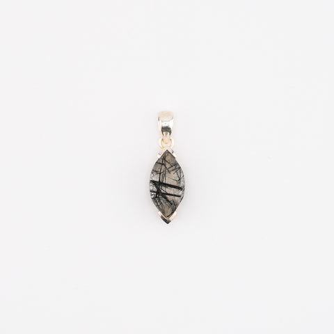 Marquise black rutile quartz pendant