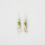 Black rutile and peridot earrings