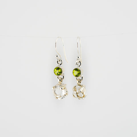 Black rutile and peridot earrings