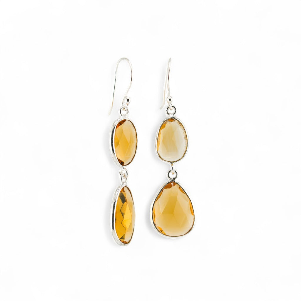 Citrine twin drop earrings