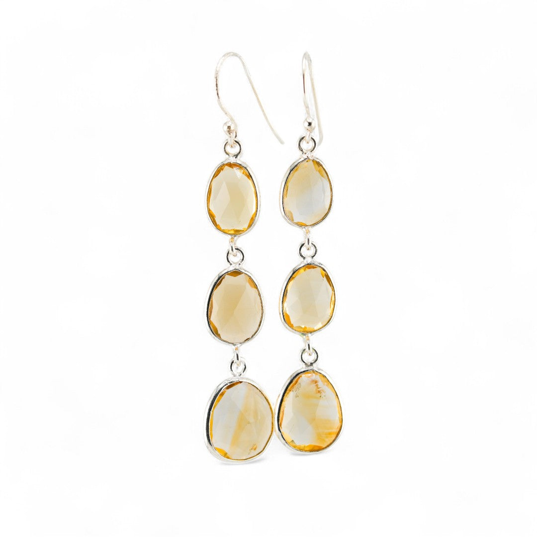 Citrine triple drop earrings