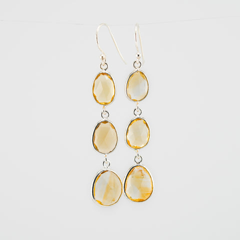 Citrine triple drop earrings