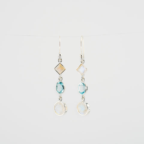 Blue topaz and moonstone earrings