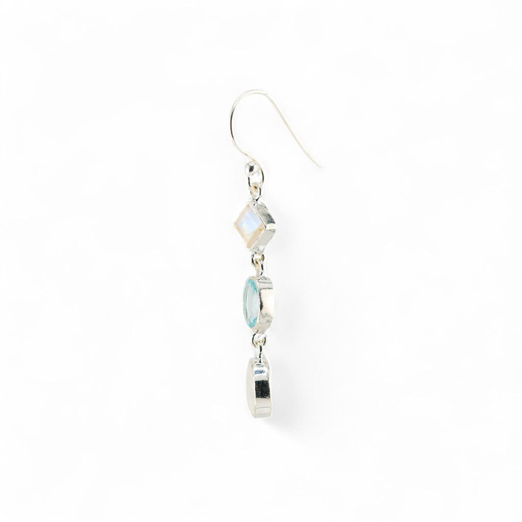 Blue topaz and moonstone earrings