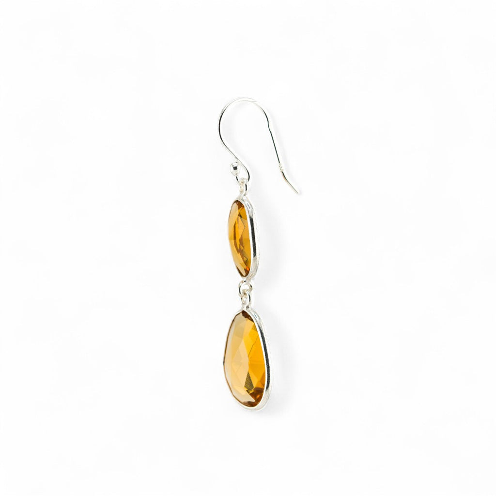 Citrine twin drop earrings