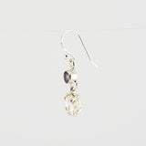 Black rutile quartz and amethyst earrings