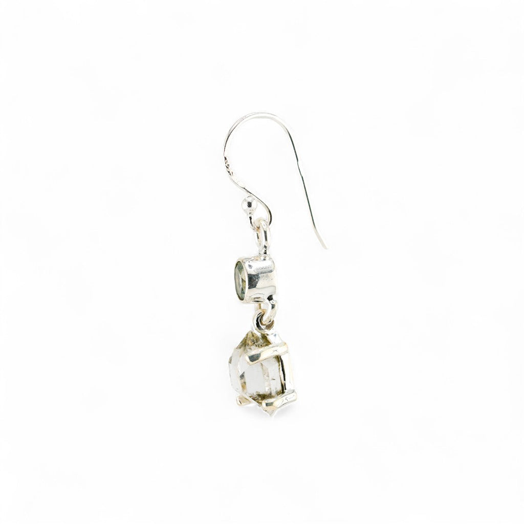 Black rutile quartz and blue topaz earrings
