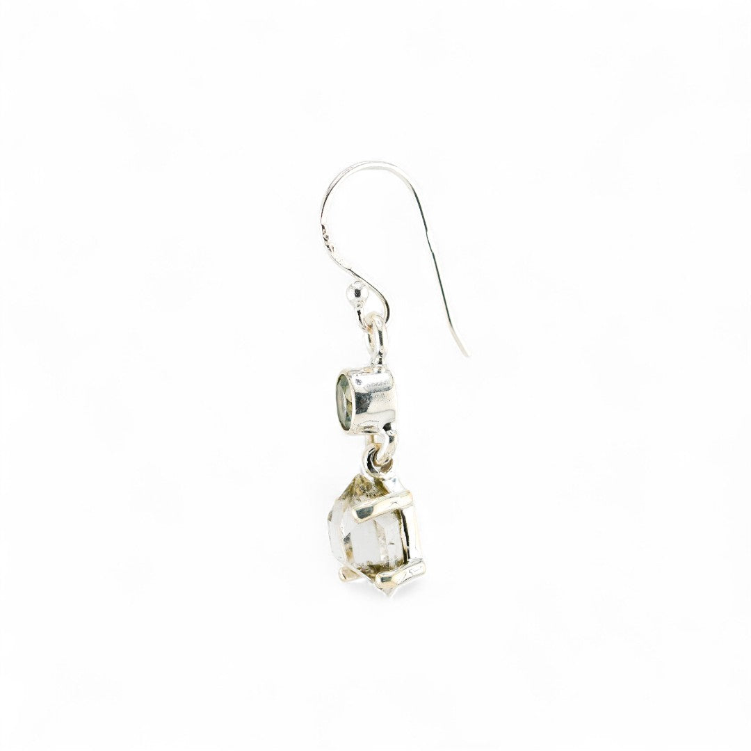 Black rutile quartz and blue topaz earrings
