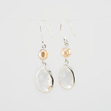 Clear quartz and pearl earrings