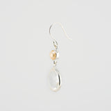 Clear quartz and pearl earrings