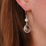 Clear quartz and pearl earrings