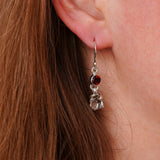 Black rutile and garnet earrings