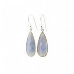 Long blue lace agate earrings