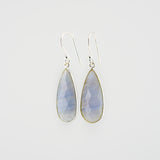 Long blue lace agate earrings