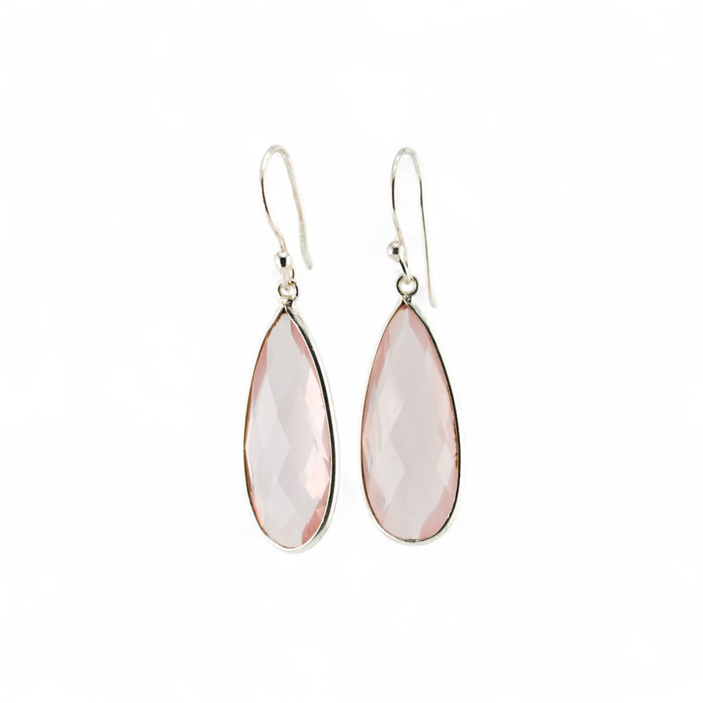 Long rose quartz earrings
