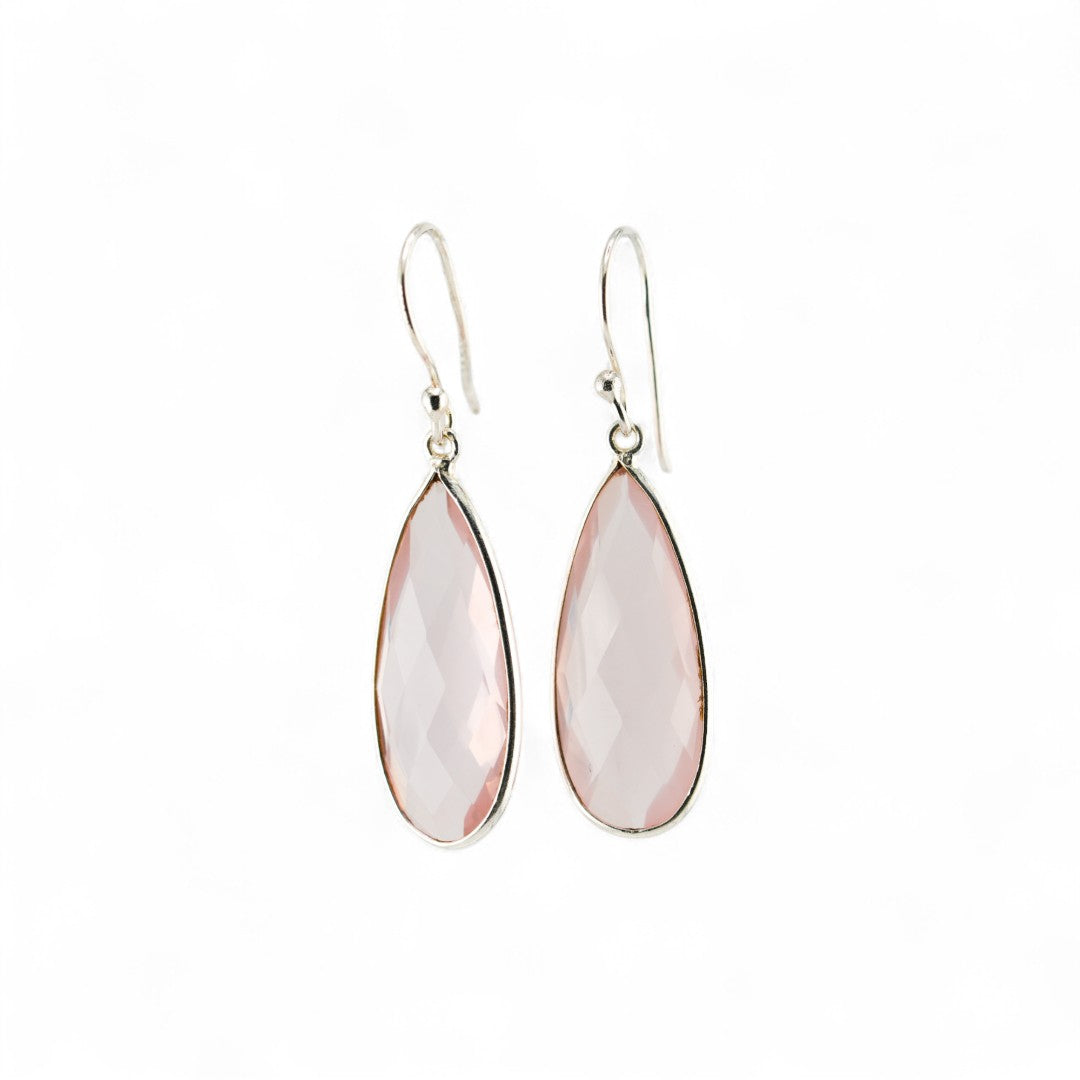 Long rose quartz earrings