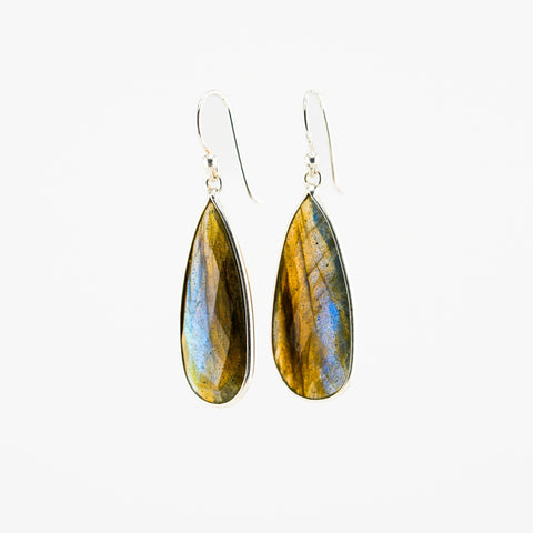 Long labradorite earrings