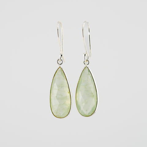 Long prehnite earrings