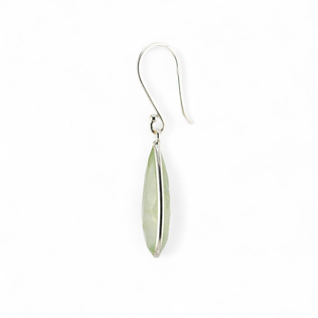 Long prehnite earrings