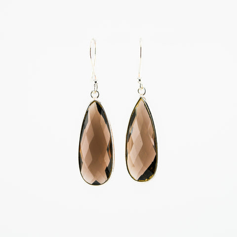 Long smoky quartz earrings