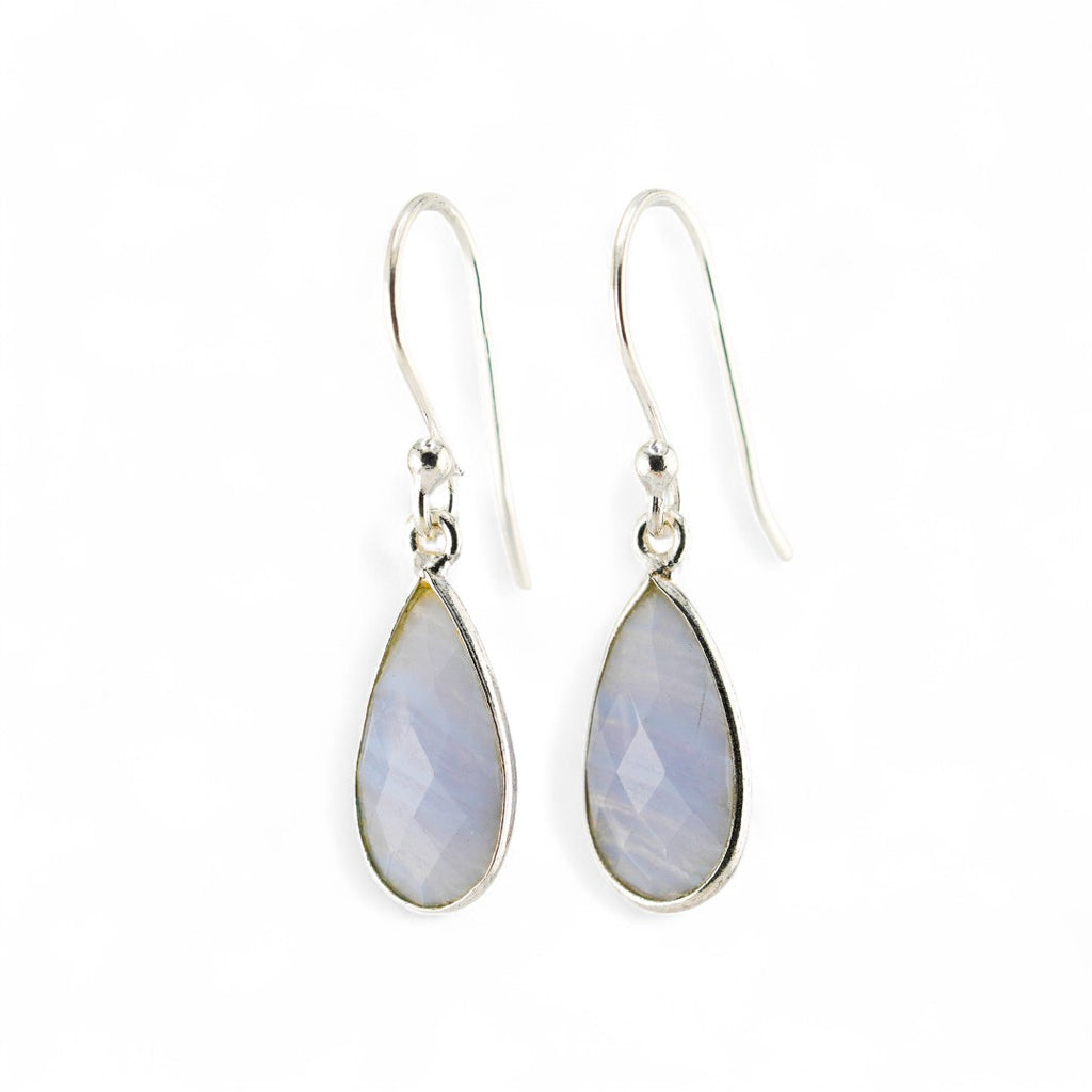 Blue lace agate short earrings