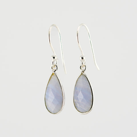 Blue lace agate short earrings