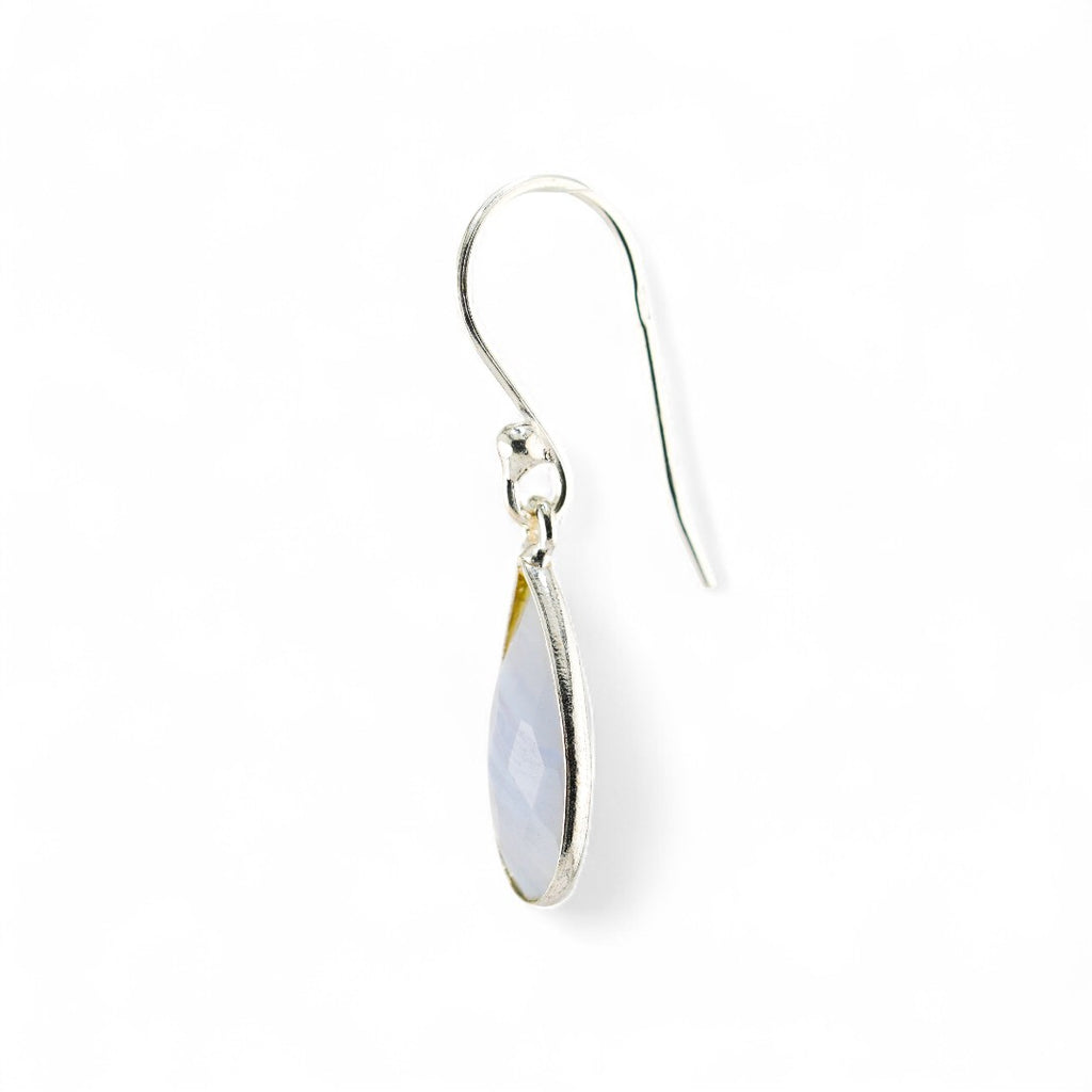 Blue lace agate short earrings