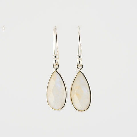 Rainbow moonstone short earrings