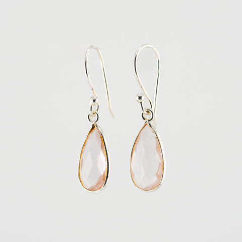 Rose quartz short earrings