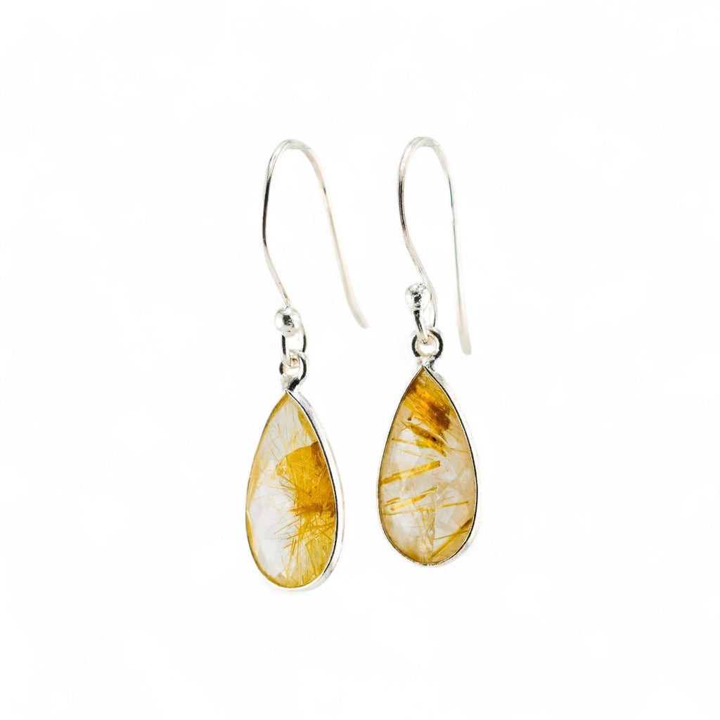 Golden rutile quartz short earrings