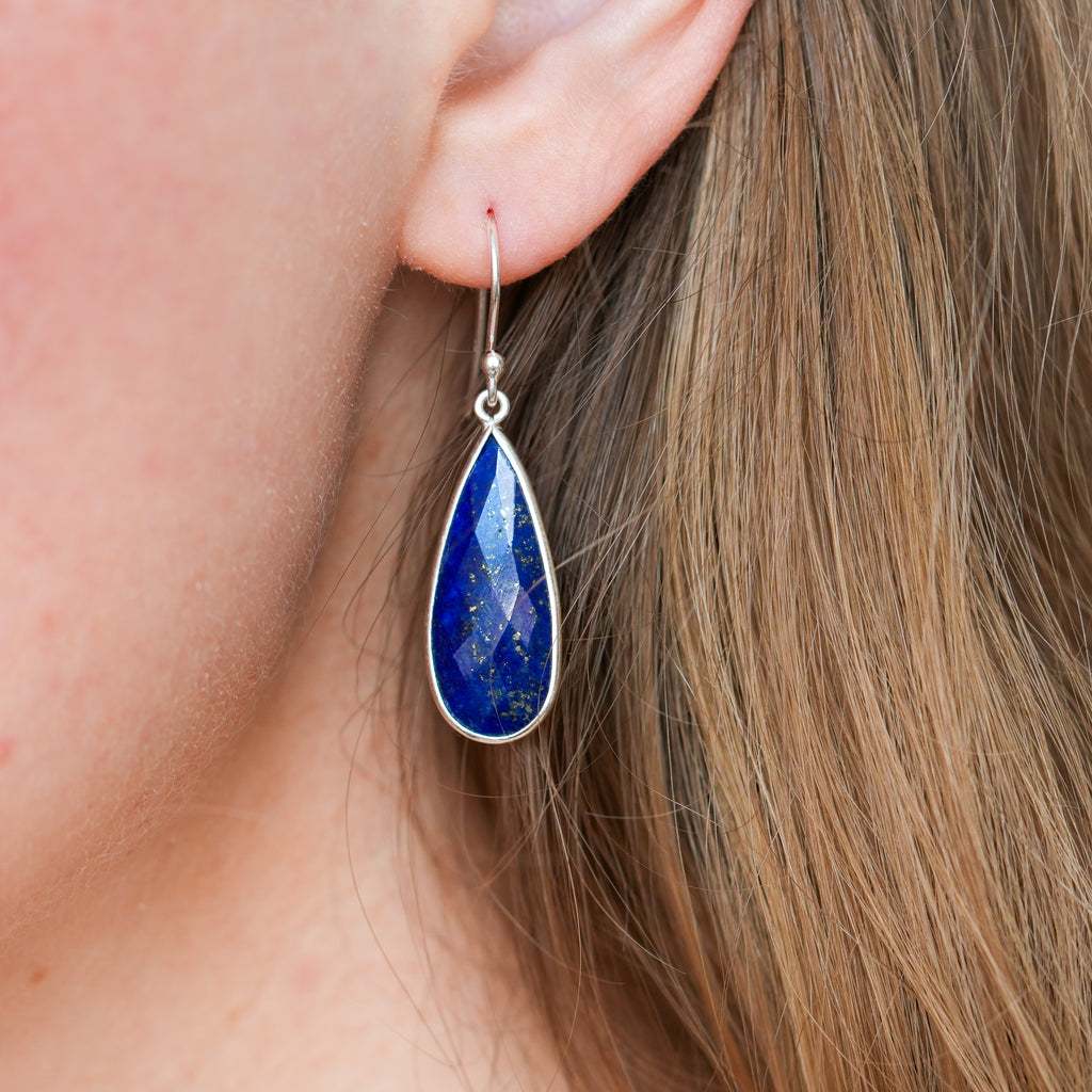 Long lapis lazuli earrings