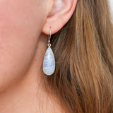 Long blue lace agate earrings