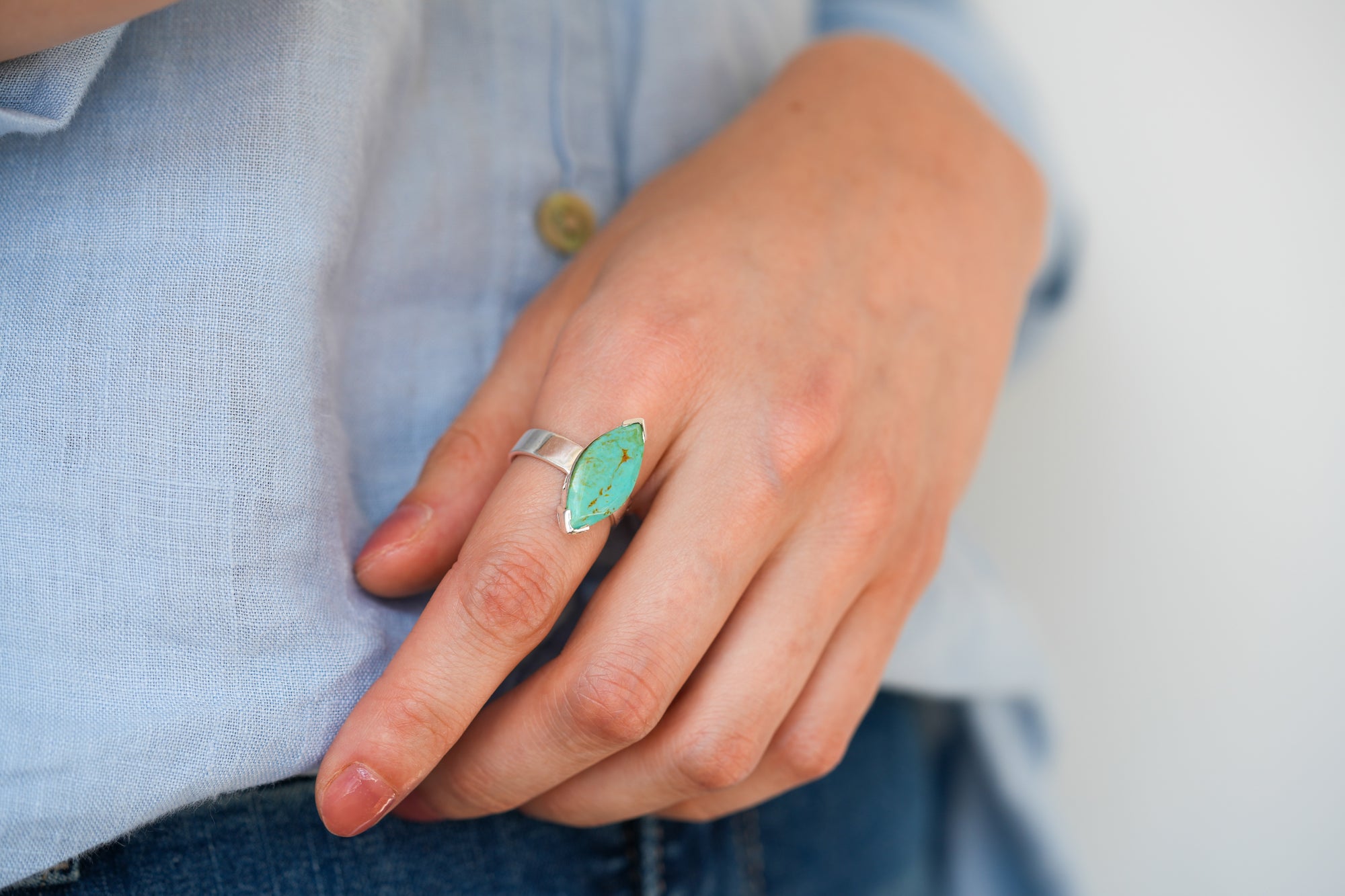 Marquise american turquoise ring
